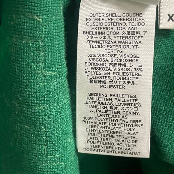 NWT Essentiel Antwerp Sequin Glitz Polo Top Short Sleeve Hulk Green Womens XS - Picture 10 of 11